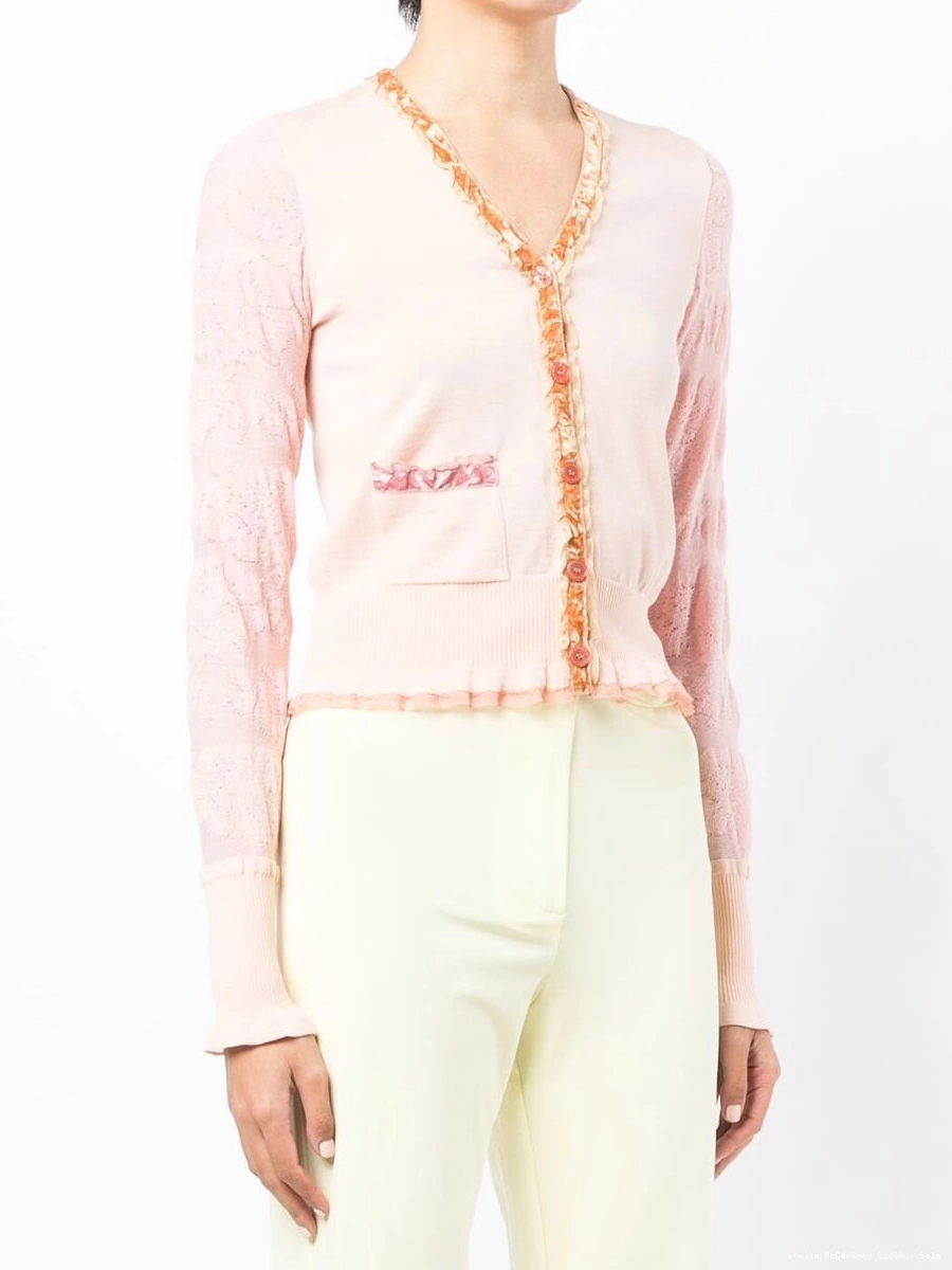 Affordable McCartney Women velvet-trim Stella wool cardigan 0801